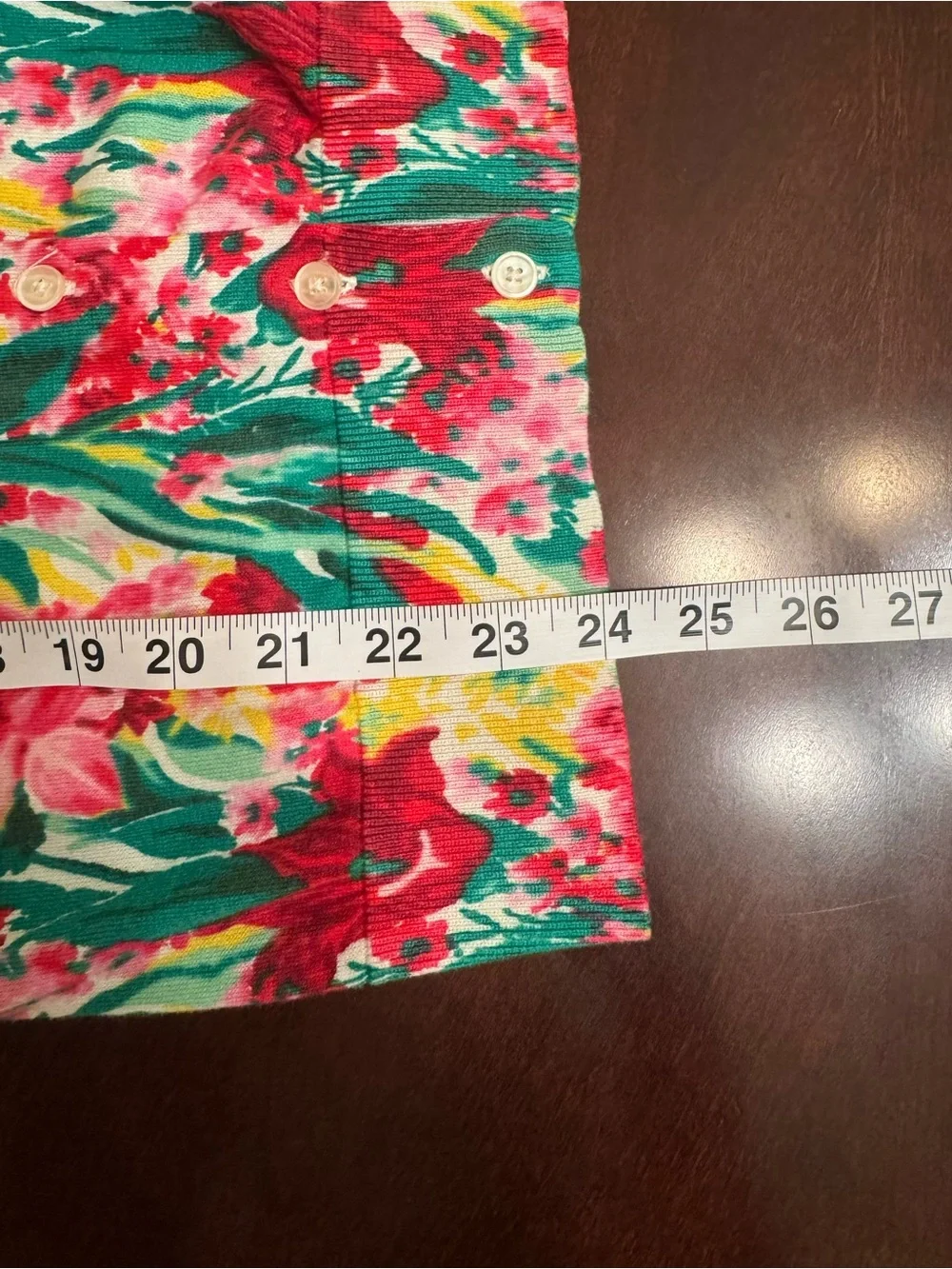 Talbots Small Floral Cardigan Pink Green Button Front Sweater